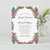 Waterverf Holly and Berries Vakantie Bruiloft Kaart (Staand voorkant)