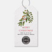 Waterverf Holly Berries Business Logo Christmas Cadeaulabel (Voorkant)