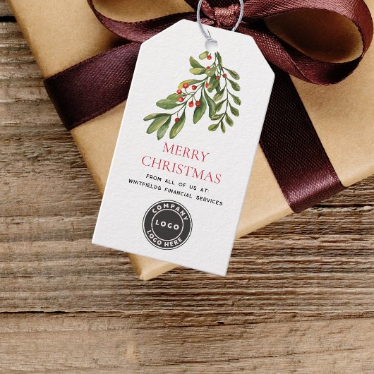 Waterverf Holly Berries Business Logo Christmas Cadeaulabel