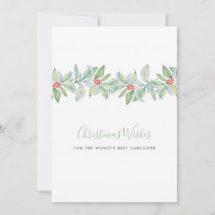 Waterverf Holly & Berries Caregiver Holiday Card Feestdagenkaart