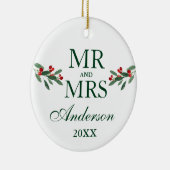 Waterverf Holly Berries de heer PHOTO BACK Keramisch Ornament (Rechts)