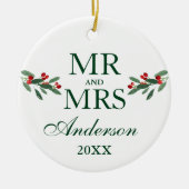 Waterverf Holly Berries de heer PHOTO BACK Keramisch Ornament (Voorkant)