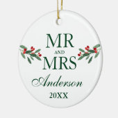 Waterverf Holly Berries de heer PHOTO BACK Keramisch Ornament (Links)