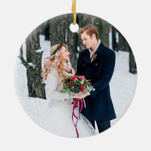 Waterverf Holly Berries de heer PHOTO BACK Keramisch Ornament (Achterkant)