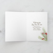 Waterverf Holly Berries Een foto Kerstmis Feestdagen Kaart (Binnen)