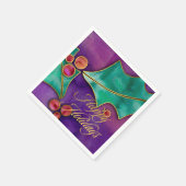 Waterverf Holly Berries Gold Prettige feestdagen Servetten (Hoek)