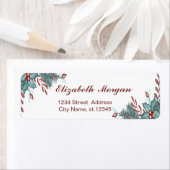 Waterverf Holly Berries Kerstkerst Etiket (Insitu)