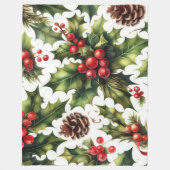 Waterverf Holly Berries Kerstmis Motieven Vakantie Fleece Deken (Voorkant)