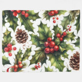 Waterverf Holly Berries Kerstmis Motieven Vakantie Fleece Deken (Voorkant (Horizontaal))
