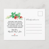 Waterverf Holly Berries Prettige feestdagen Moving Aankondigingskaart (Achterkant)