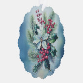 Waterverf Holly & Berries Tree Ornament Kaart (Rechts)