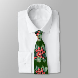  waterverf Holly Berry bladeren groen Stropdas