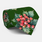 waterverf Holly Berry bladeren groen Stropdas (Opgerold)