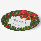 Waterverf Holly Berry en rood lint feestelijk Papieren Bordje (Gekanteld)