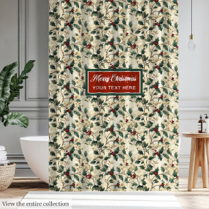 waterverf Holly Berry familie cadeau Douchegordijn