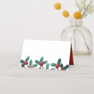 Waterverf Holly Berry Foliage Vakantie Plaatskaartje