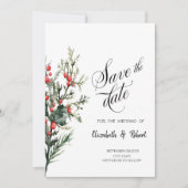 Waterverf Holly Berry Green Save The Date (Voorkant)