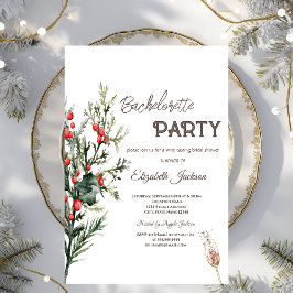 Waterverf Holly Berry Greenery Bachelorette Kaart