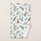 Waterverf Holly Berry Greenery Bad Handdoek (Handdoek)