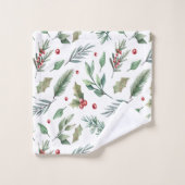 Waterverf Holly Berry Greenery Bad Handdoek (Wasdoekje)