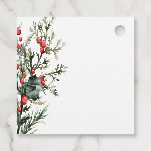 Waterverf Holly Berry Greenery Bedankjes Labels (Achterkant)