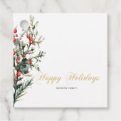 Waterverf Holly Berry Greenery Bedankjes Labels (Voorkant)