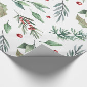 Waterverf Holly Berry Greenery Cadeaupapier (Hoek)