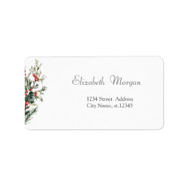 Waterverf Holly Berry Greenery Etiket