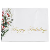 Waterverf Holly Berry Greenery Groot Cadeauzakje (Voorkant)