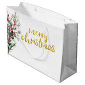 Waterverf Holly Berry Greenery Groot Cadeauzakje (Achterkant Gekanteld)