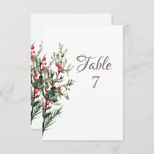 Waterverf Holly Berry Greenery Kaart (Voorkant / Achterkant)