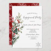 Waterverf Holly Berry Greenery Verloving Kaart (Voorkant / Achterkant)