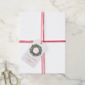 Waterverf Holly Berry & Greenery Wreath Cadeaulabel (Met Touw)