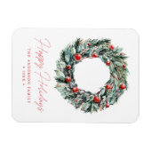 Waterverf Holly Berry & Greenery Wreath Holiday Magneet (Horizontaal)