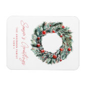 Waterverf Holly Berry & Greenery Wreath Holiday Magneet (Horizontaal)