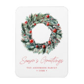 Waterverf Holly Berry & Greenery Wreath Holiday Magneet (Verticaal)