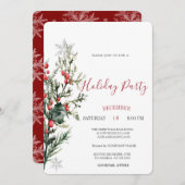 Waterverf Holly Berry Groen Kerstmis Kaart (Voorkant / Achterkant)