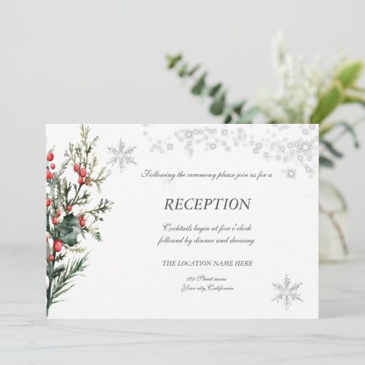 Waterverf Holly Berry Groene receptie Kaart (Staand voorkant)