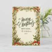 Waterverf Holly Berry Holiday Feestdagenkaart (Staand voorkant)