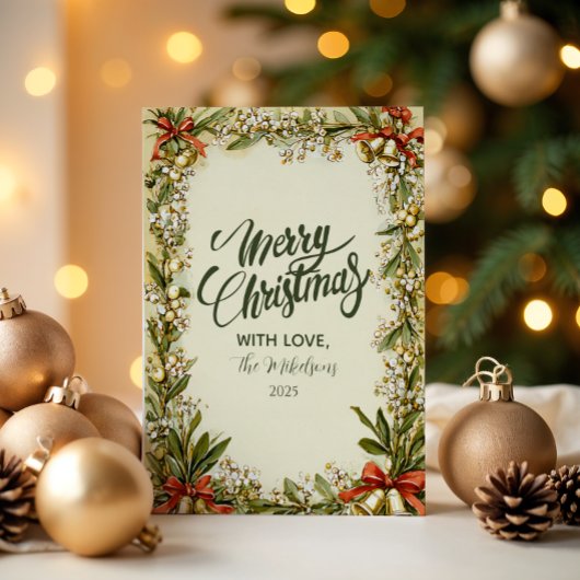 Waterverf Holly Berry Holiday Feestdagenkaart