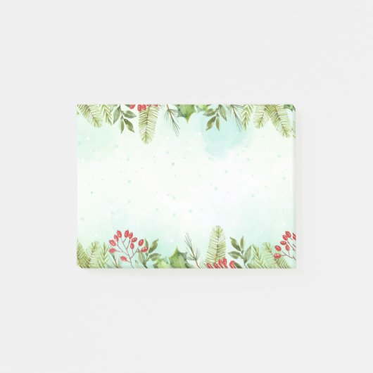 Waterverf Holly Berry kerst Botanische Foliage Post-it® Notes (Voorkant)
