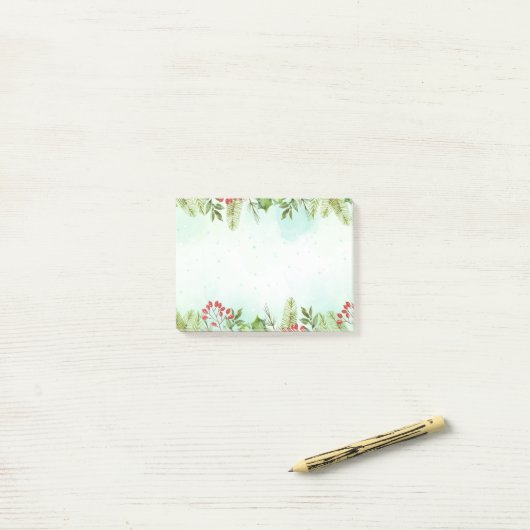 Waterverf Holly Berry kerst Botanische Foliage Post-it® Notes (Op bureau)