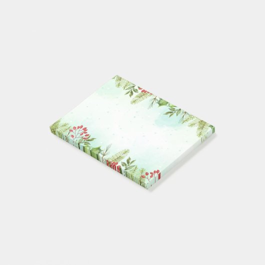 Waterverf Holly Berry kerst Botanische Foliage Post-it® Notes (Schuin)