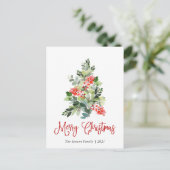 Waterverf Holly Berry-kerstboomgroet Briefkaart (Staand voorkant)