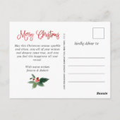 Waterverf Holly Berry-kerstboomgroet Briefkaart (Achterkant)