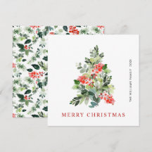 Waterverf Holly Berry-kerstboomgroet