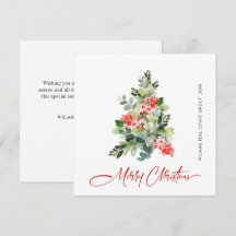 Waterverf Holly Berry-kerstboomgroet