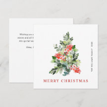 Waterverf Holly Berry-kerstboomgroet