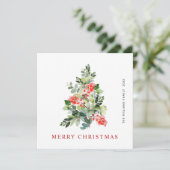 Waterverf Holly Berry-kerstboomgroet Feestdagenkaart (Staand voorkant)