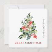 Waterverf Holly Berry-kerstboomgroet Feestdagenkaart (Voorkant)